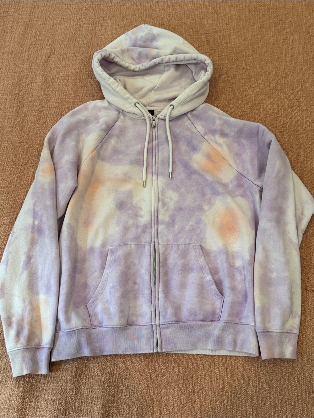 GAP small tall - lilac / purple Tie-Dye Zip Hoodie with front pockets